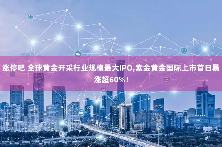 涨停吧 全球黄金开采行业规模最大IPO,紫金黄金国际上市首日暴涨超60%！
